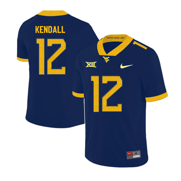 NCAA Men's Austin Kendall West Virginia Mountaineers Navy #12 Nike Stitched Football College 2019 Authentic Jersey IB23L02DI